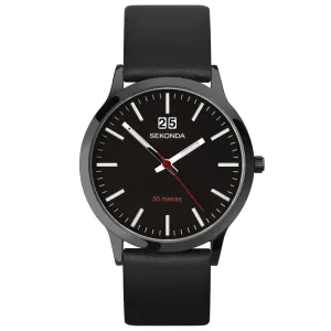 Sekonda Nordic Leather Strap Mens Watch Black Dial 1941