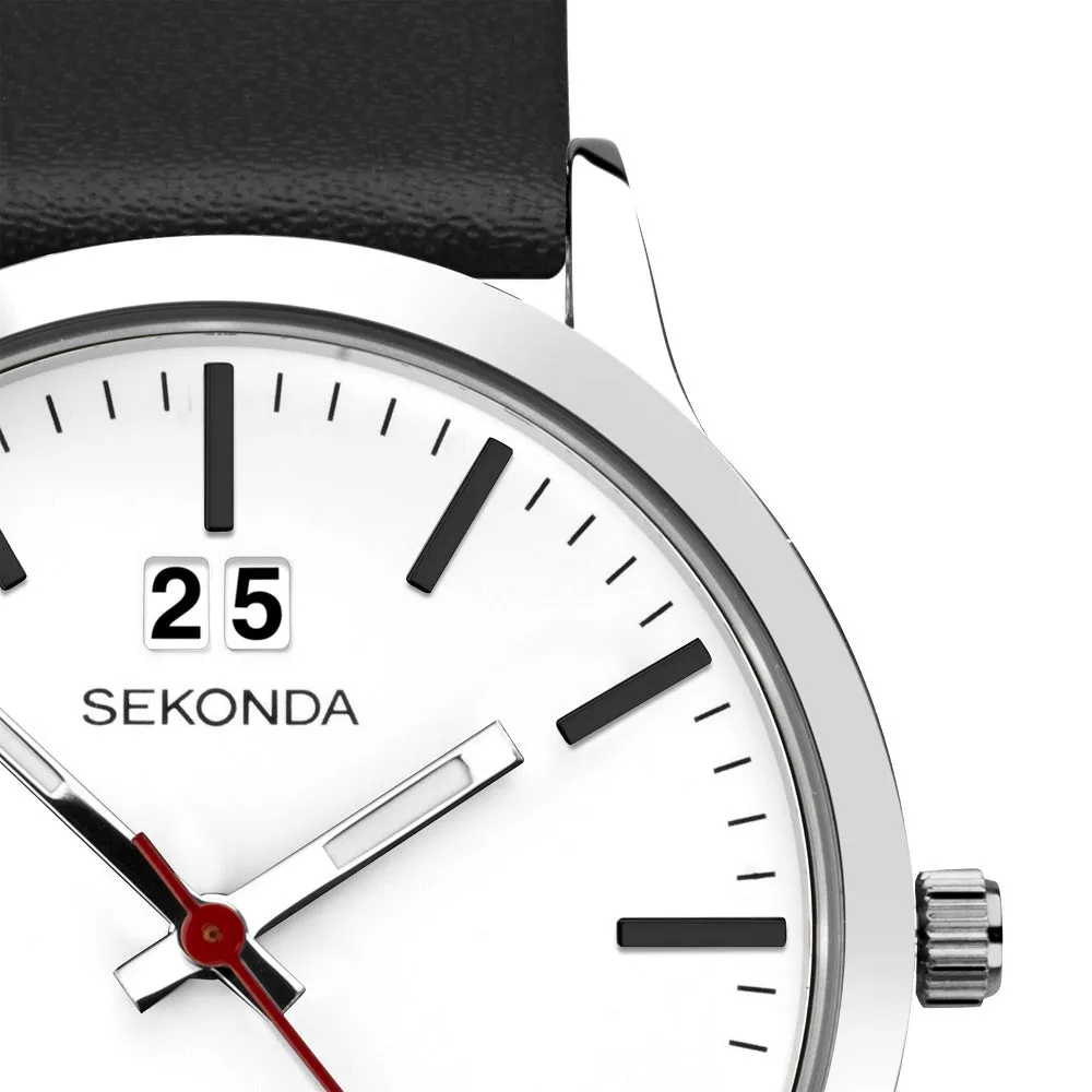 Sekonda Nordic Leather Strap Mens Watch White Dial 1939