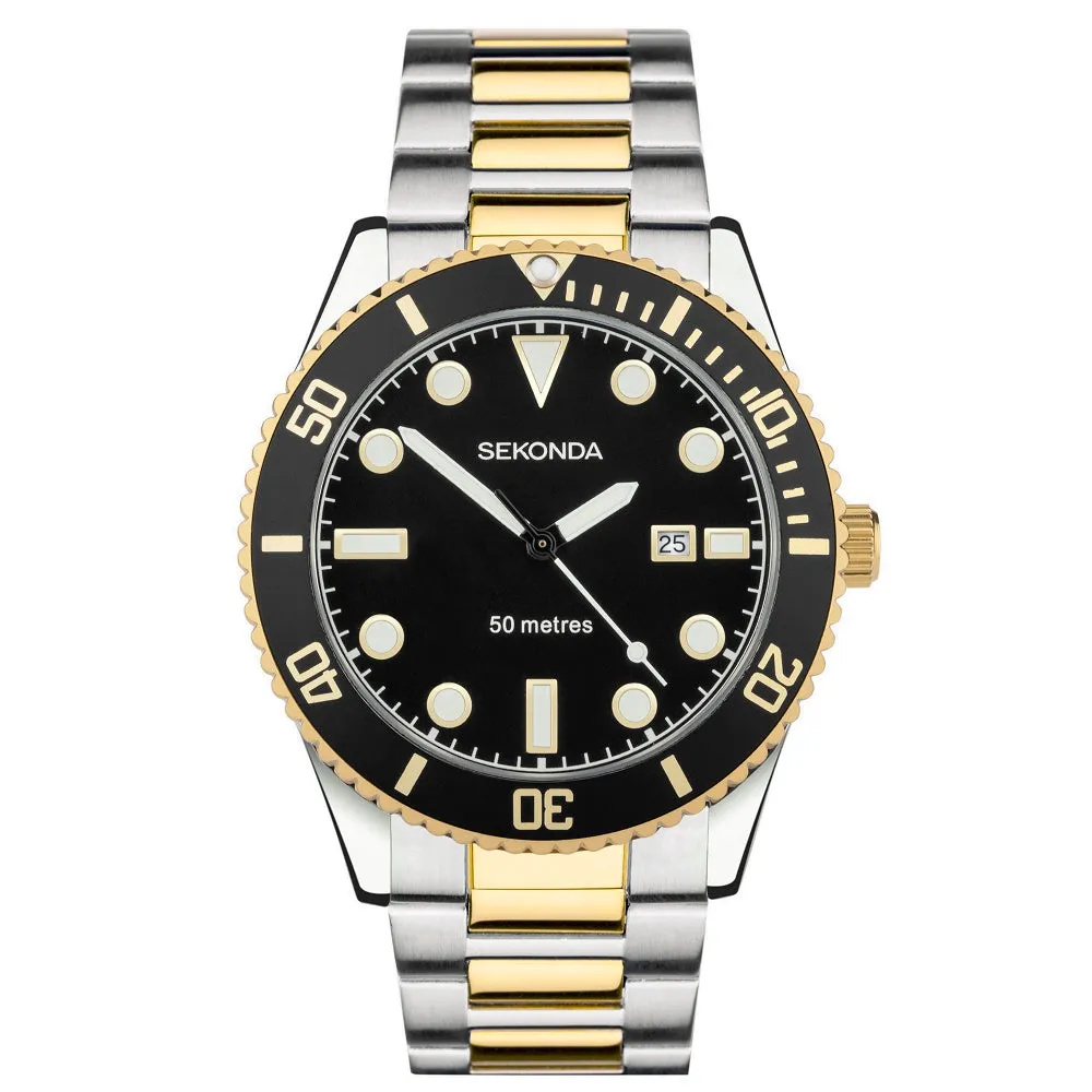 Sekonda Ocean Two Tone Black Dial Men's Watch 30139
