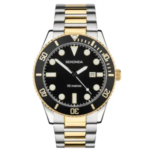 Sekonda Ocean Two Tone Black Dial Men's Watch 30139