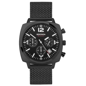 Sekonda Pilot Airborne Chronograph Black Mesh Bracelet Mens Watch 30102