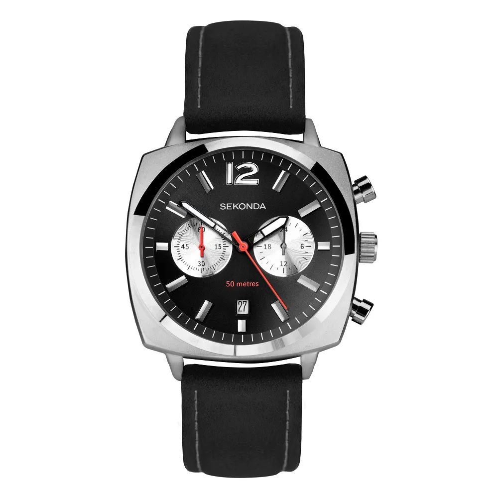 Sekonda Pilot Airborne Chronograph Black Strap Mens Watch 30028