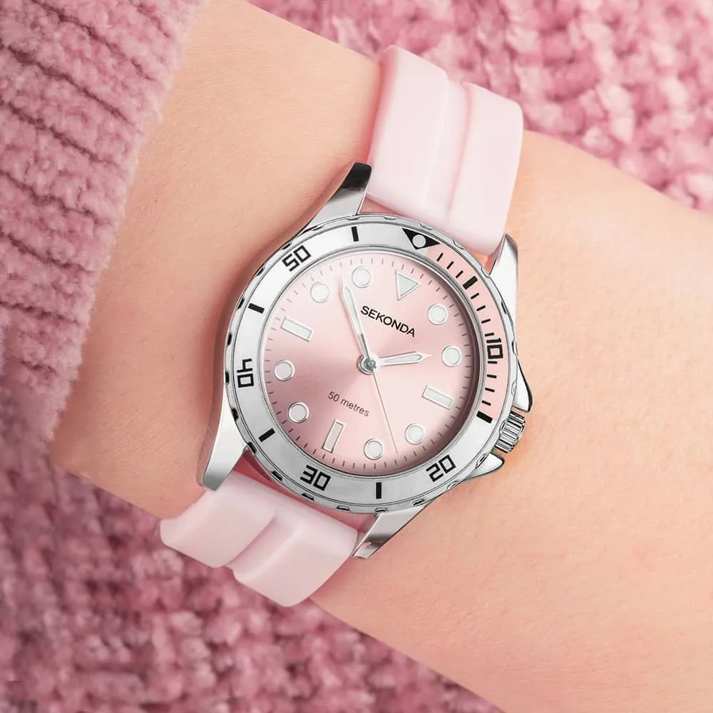 Sekonda Pink Silicone Strap Ladies Watch 40569