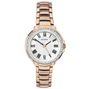 Sekonda Rose Gold Plated Crystal Set Ladies Watch 2846