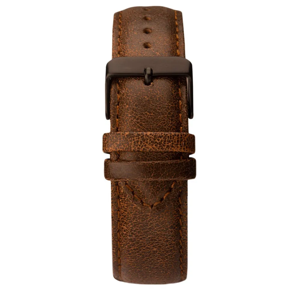 Sekonda Sports Dual Time Mens Watch Black Dial Tan Strap 1651