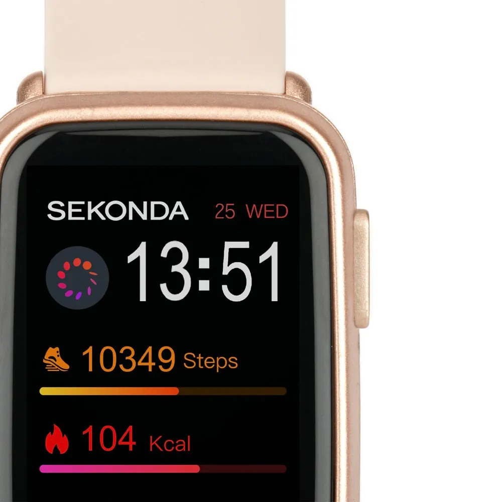 Sekonda Track Smart Watch Rose Gold Case Pink Silicone Strap 30170