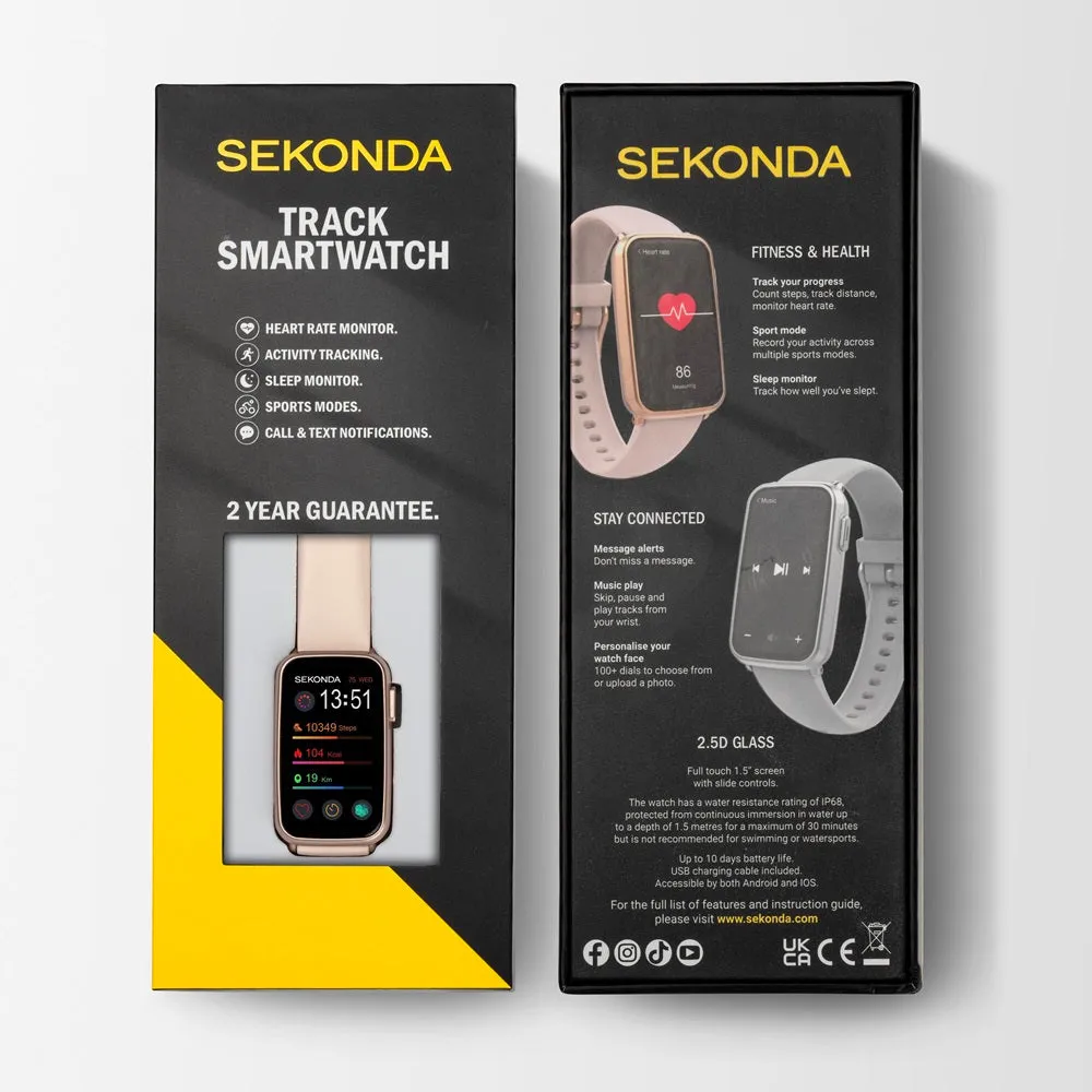 Sekonda Track Smart Watch Rose Gold Case Pink Silicone Strap 30170
