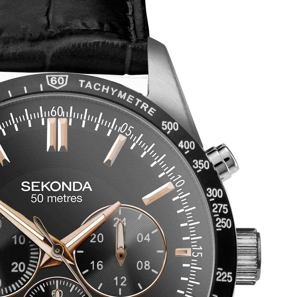 Sekonda Velocity Sports Chronograph Men's Strap Watch Black Dial 30017