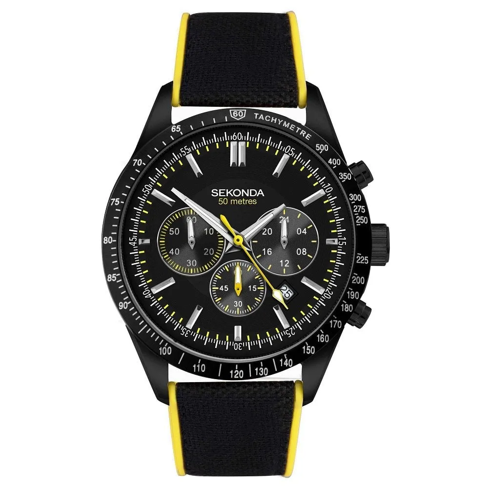 Sekonda Velocity Sports Chronograph Men's Strap Watch Black Dial 30018