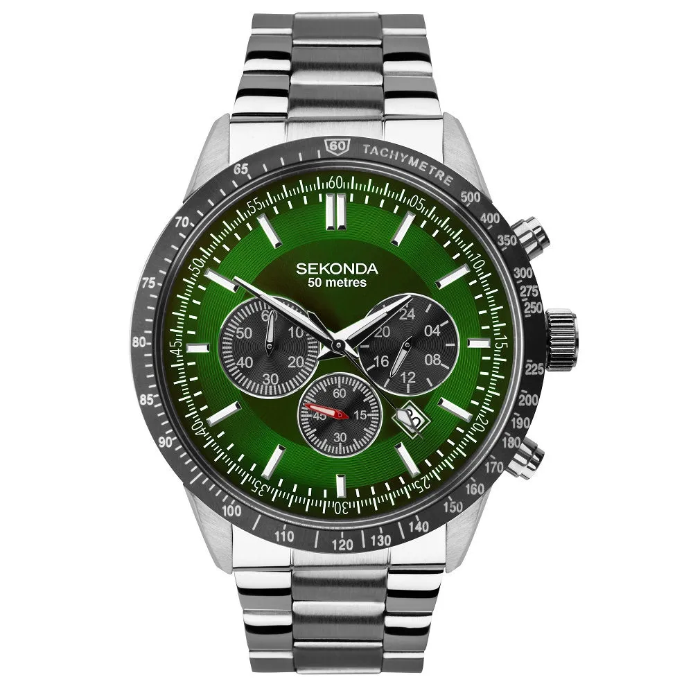 Sekonda Velocity Sports Chronograph Men's Watch Green Dial 1913