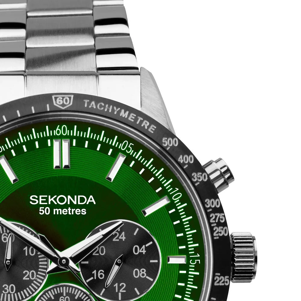 Sekonda Velocity Sports Chronograph Men's Watch Green Dial 1913