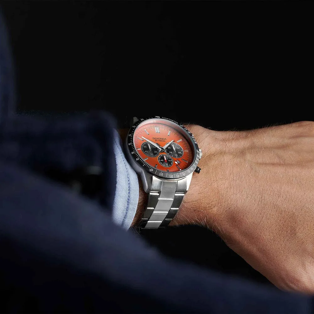 Sekonda Velocity Sports Chronograph Men's Watch Orange Dial 30025
