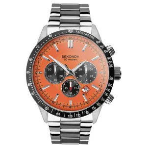 Sekonda Velocity Sports Chronograph Men's Watch Orange Dial 30025