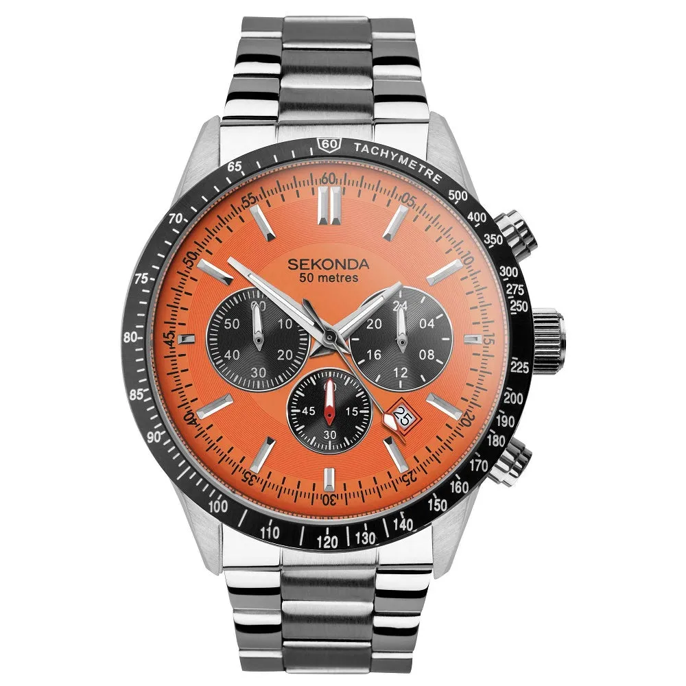 Sekonda Velocity Sports Chronograph Men's Watch Orange Dial 30025