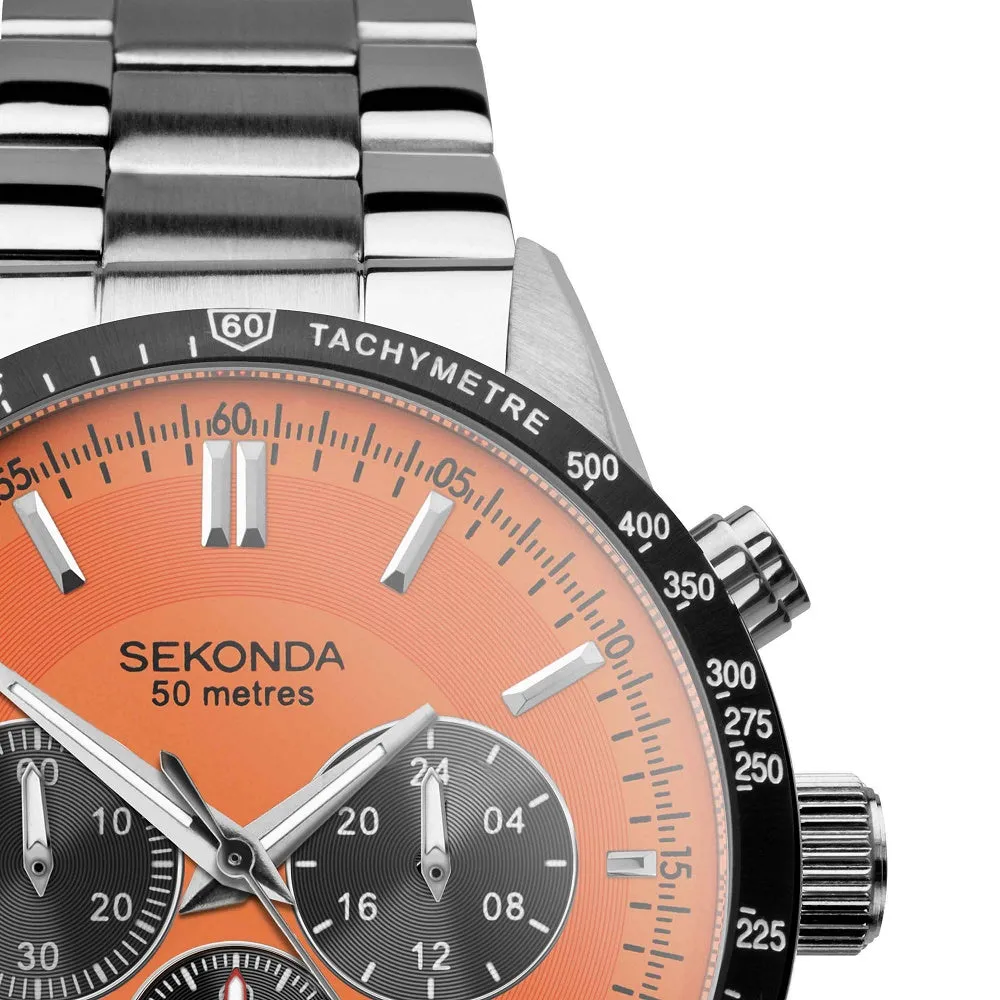 Sekonda Velocity Sports Chronograph Men's Watch Orange Dial 30025