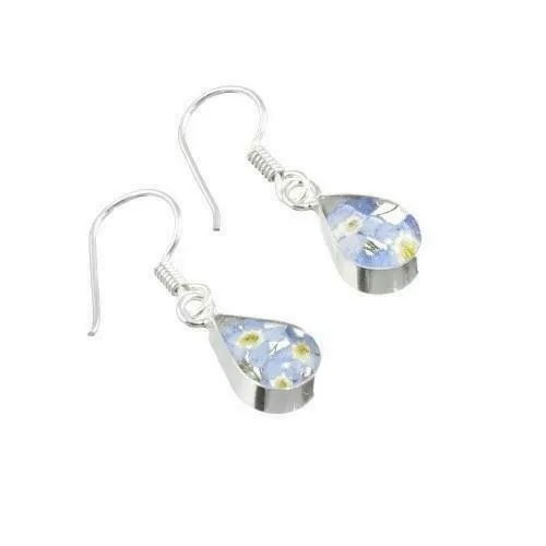 Shrieking Violet Real Flower Forget Me Not Drop Earrings FE01