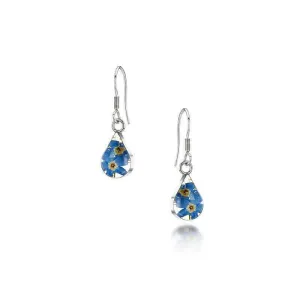 Shrieking Violet Real Flower Forget Me Not Drop Earrings FE01