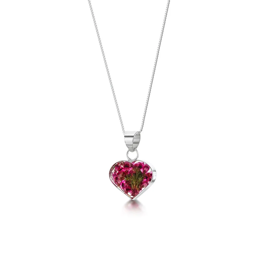 Shrieking Violet Real Flower Heather Silver Pendant HP04