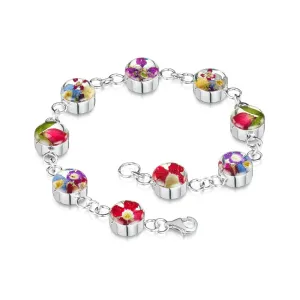 Shrieking Violet Real Flower Mixed Flower Silver Bracelet MBR02