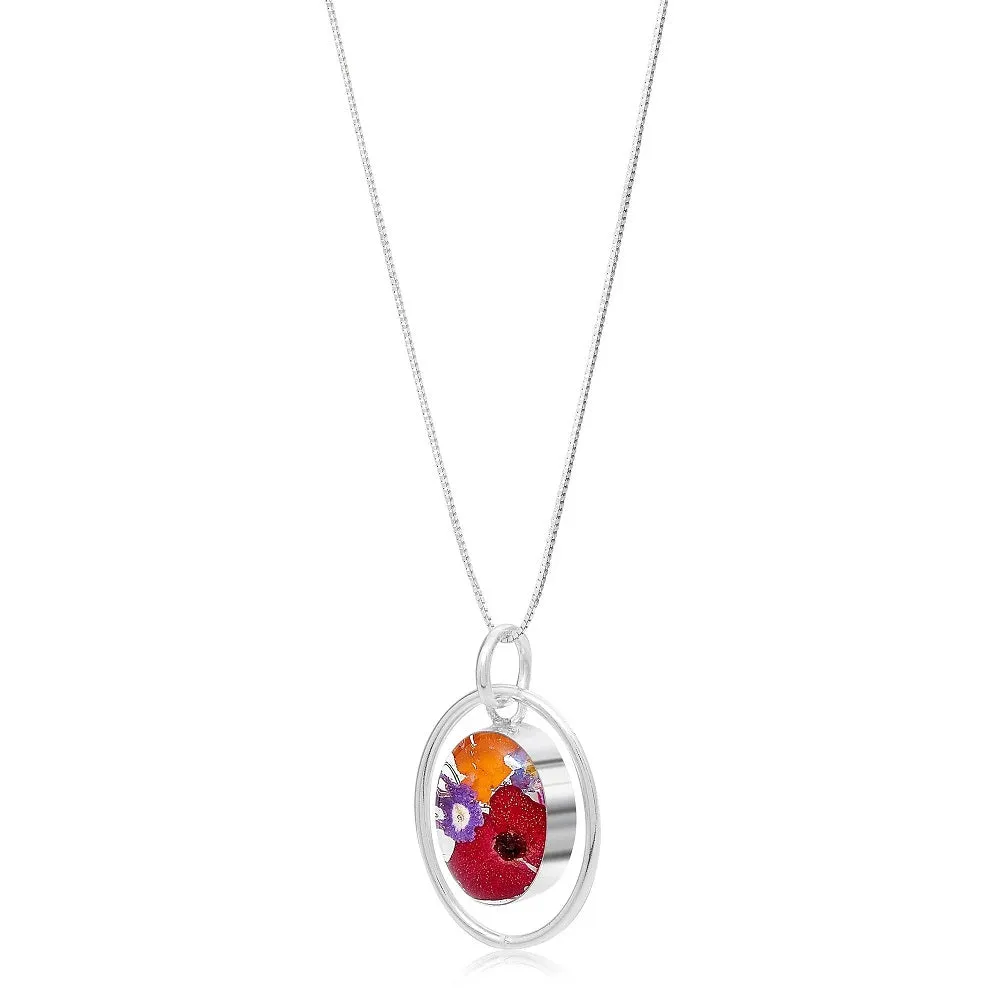 Shrieking Violet Real Flower Oval Silver Necklace MP65