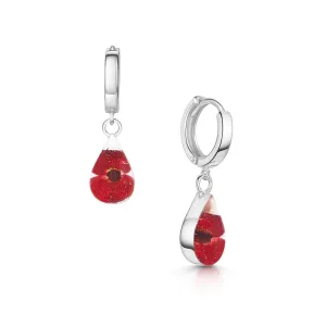 Shrieking Violet Real Flower Poppy Huggie Earrings PEH09