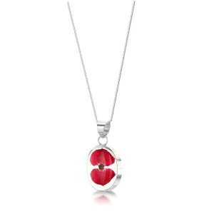 Shrieking Violet Real Flower Poppy Silver Pendant PP01