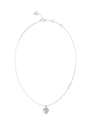 Silver Amami Crystal Heart Necklace Guess