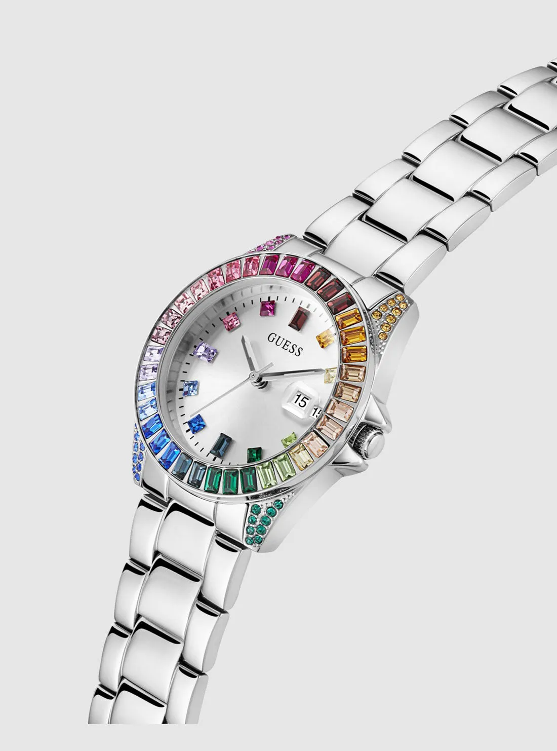 Silver Opaline Link Watch Guess