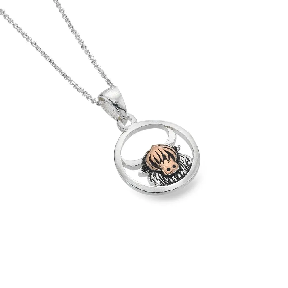 Silver Origins Highland Cow Pendant with Chain