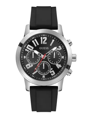 Silver Parker Black Silicone Watch Guess