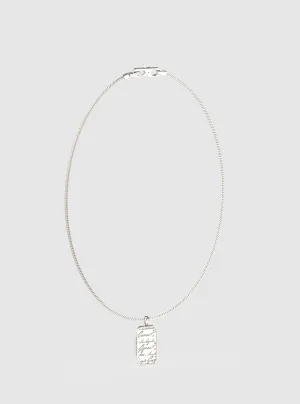 Silver Script Tag Necklace Guess