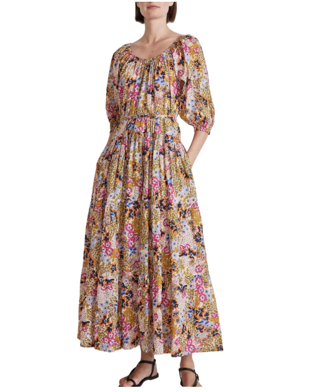 Size M | A Piece Apart Wildflowers Multicoloured Tilton Tiered Maxi Dress