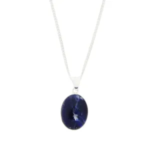 Sodalite Sterling Silver Oval Shape Pendant & Chain
