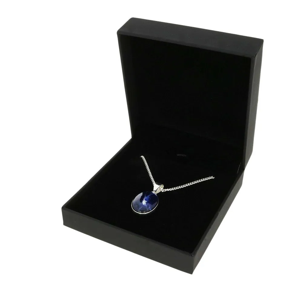 Sodalite Sterling Silver Oval Shape Pendant & Chain