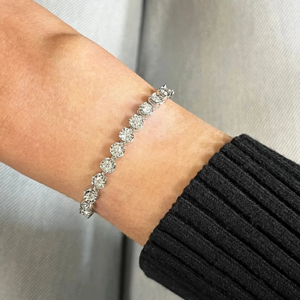 Sterling Silver 2.00cts Lab Grown Diamond Tennis Bracelet