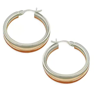 Sterling Silver and Rose Gold Plated Hoop Ladies Earrings