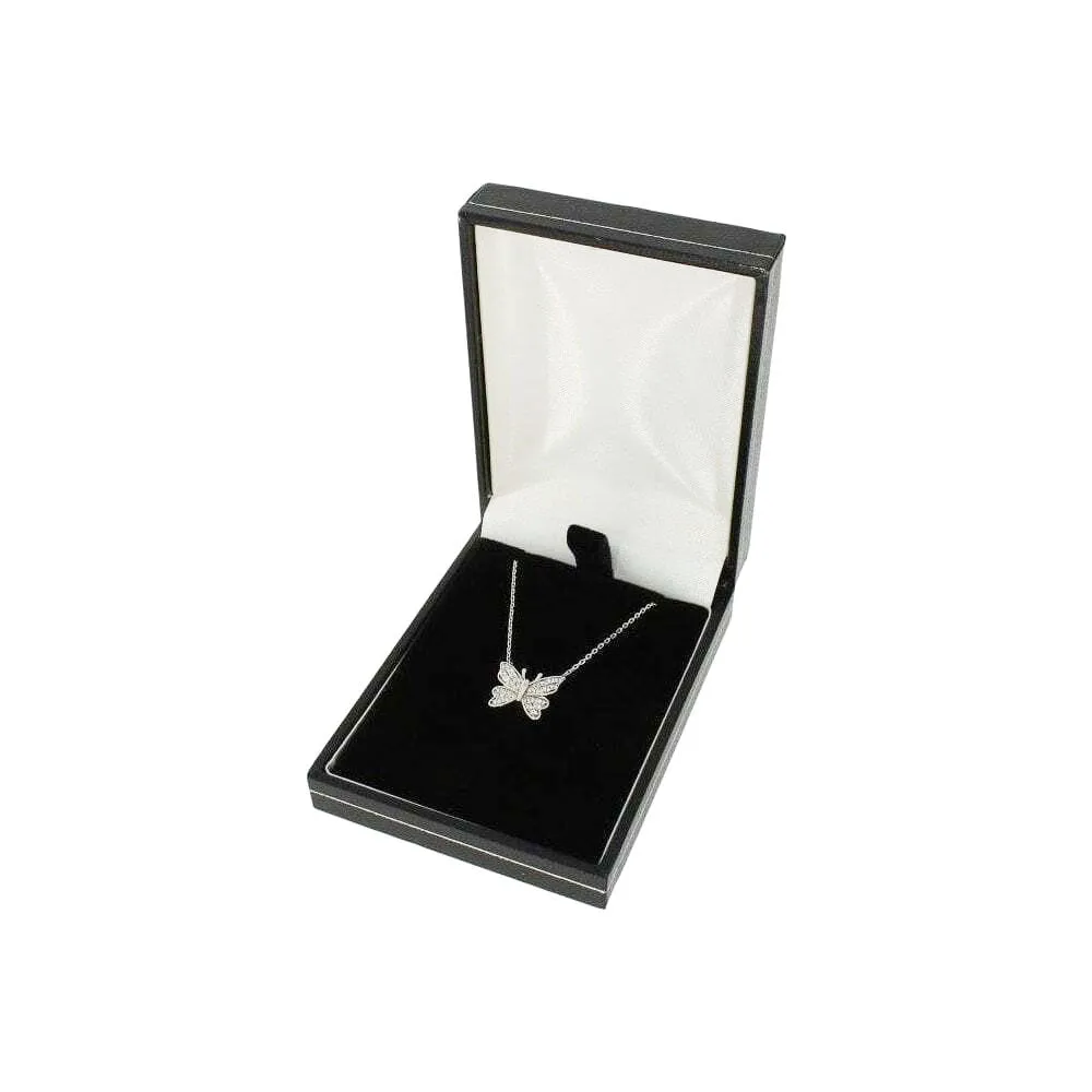 Sterling Silver Butterfly Necklace with Cubic Zirconia