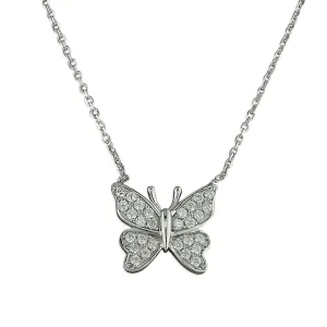 Sterling Silver Butterfly Necklace with Cubic Zirconia