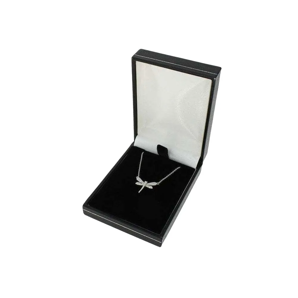 Sterling Silver Cubic Zirconia Ladies Dragonfly Necklace