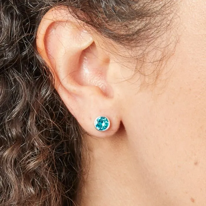Sterling Silver December Birthstone Stud Earrings E5561
