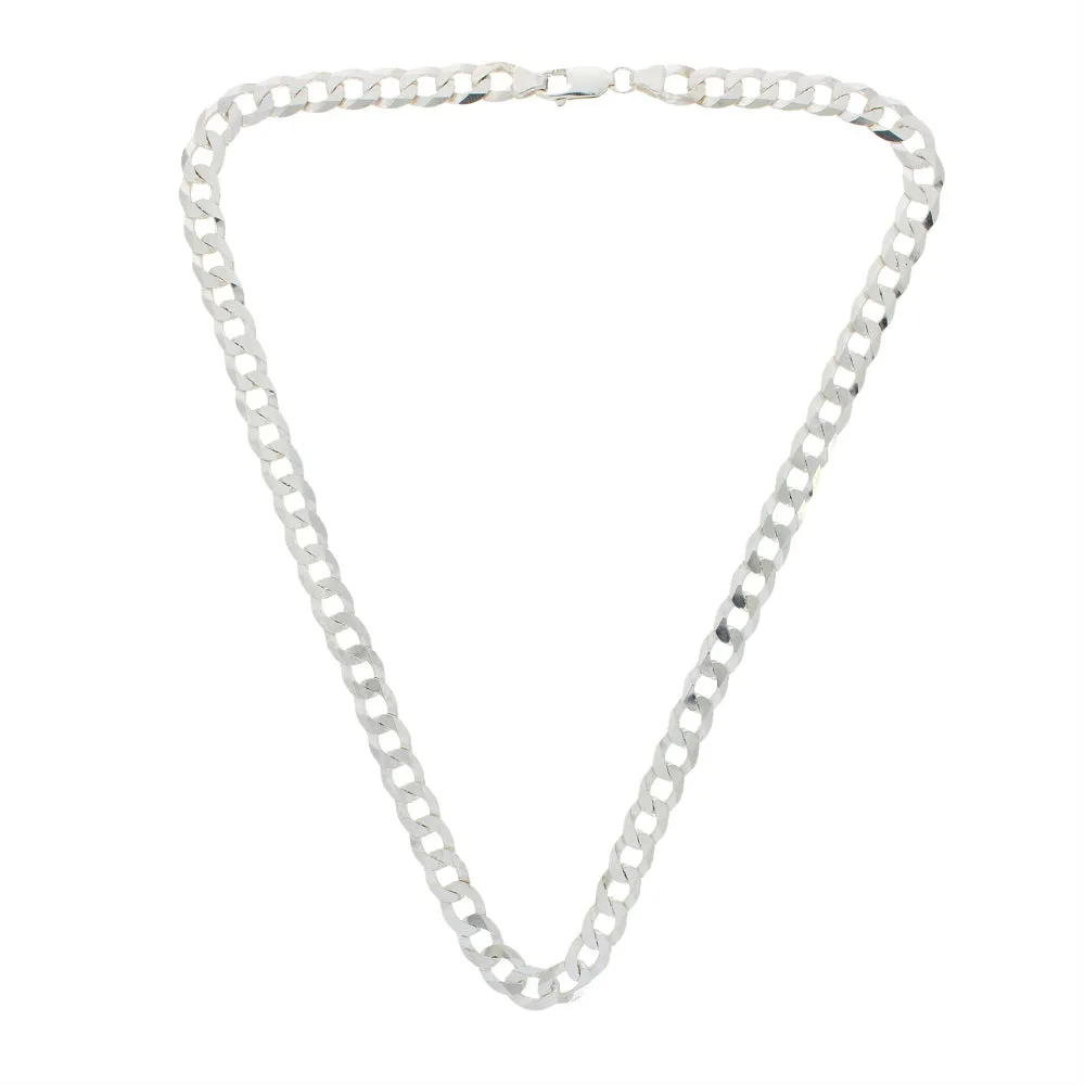 Sterling Silver Diamond Cut Flat Mens Solid Curb Chain Necklace 20"