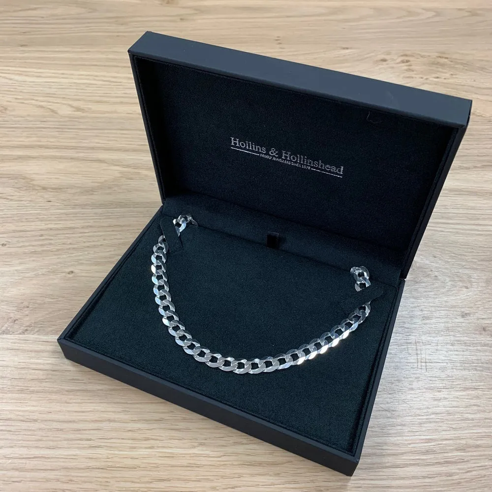 Sterling Silver Diamond Cut Flat Mens Solid Curb Chain Necklace 20"