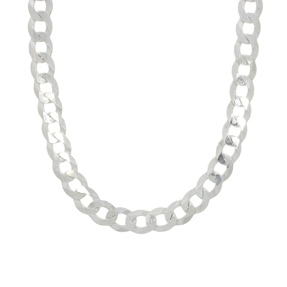 Sterling Silver Diamond Cut Flat Mens Solid Curb Chain Necklace 20"