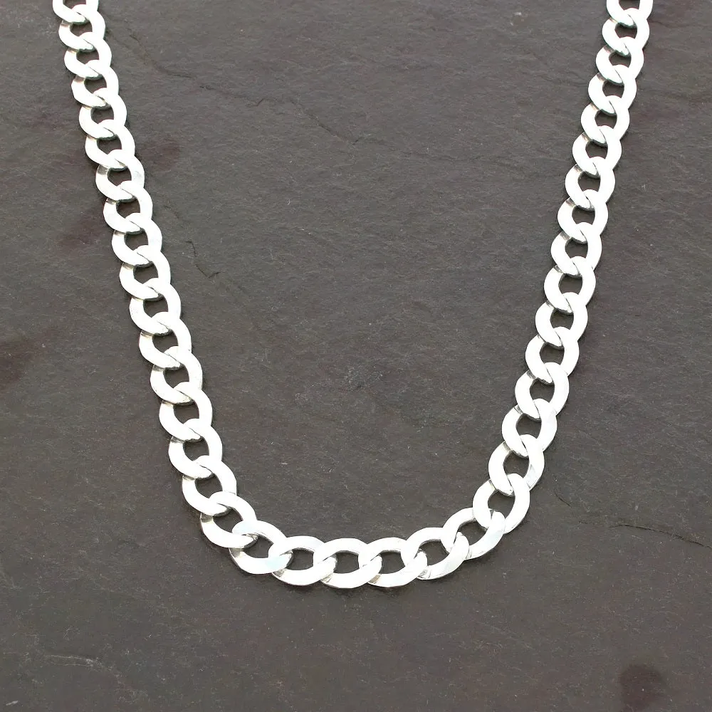 Sterling Silver Diamond Cut Flat Mens Solid Curb Chain Necklace 20"