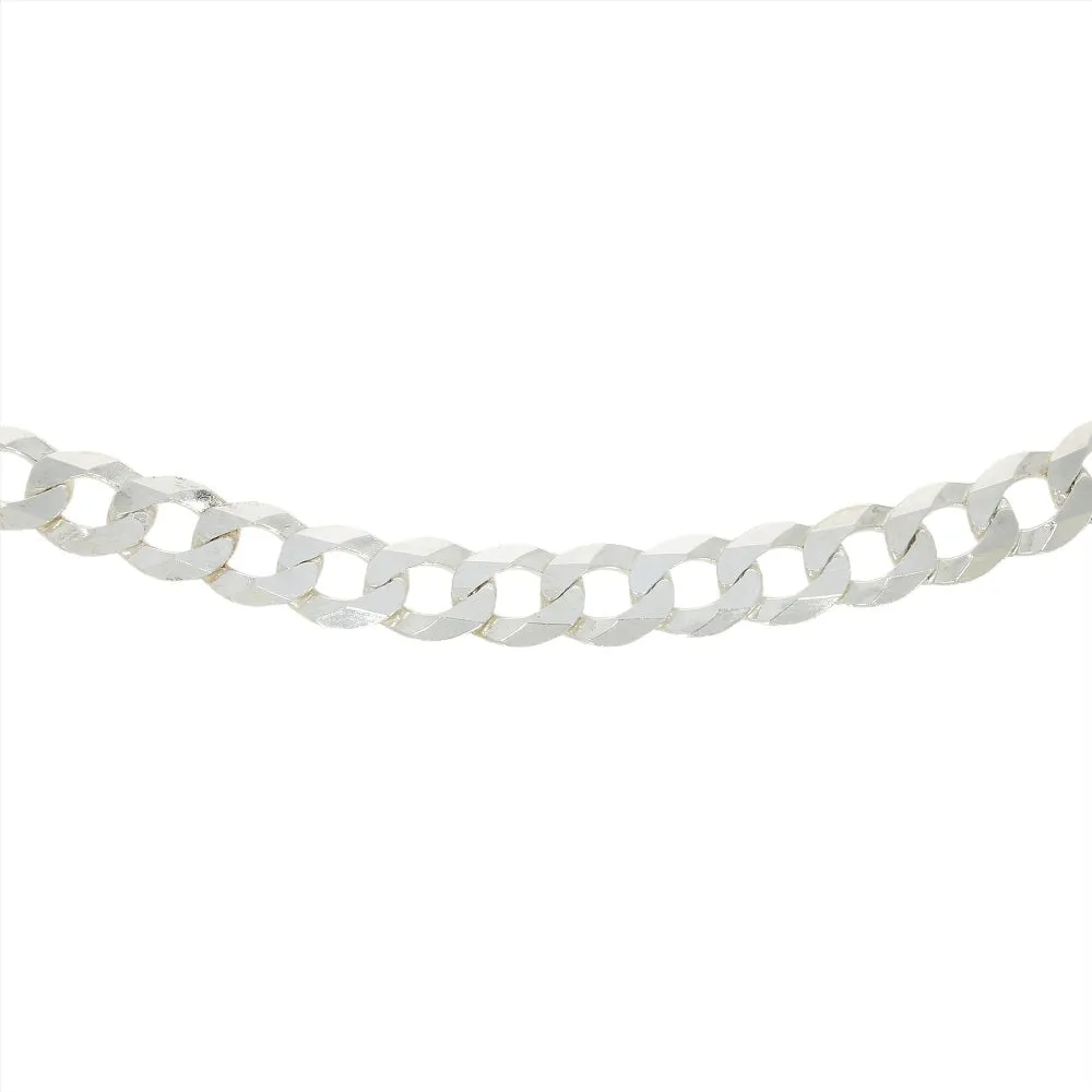 Sterling Silver Diamond Cut Flat Mens Solid Curb Chain Necklace 20"