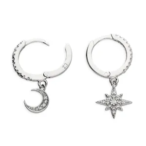 Sterling Silver Ladies Small Huggie Hoop Charm Earrings