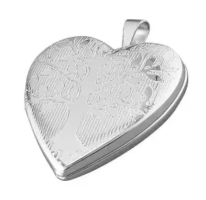 Sterling Silver Ladies Tree Of Life Heart Locket Pendant and Chain