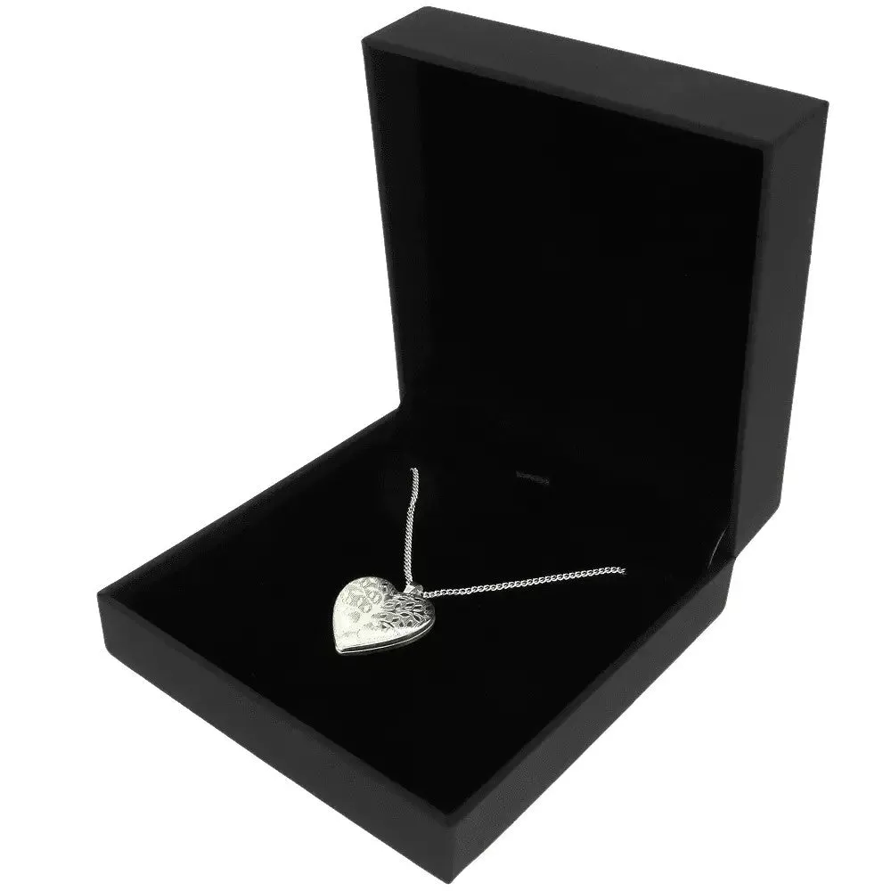 Sterling Silver Ladies Tree Of Life Heart Locket Pendant and Chain