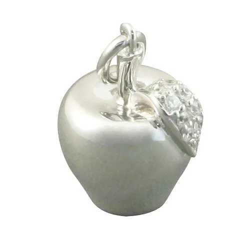 Sterling Silver Leaf on Apple Ladies Pendant and Chain