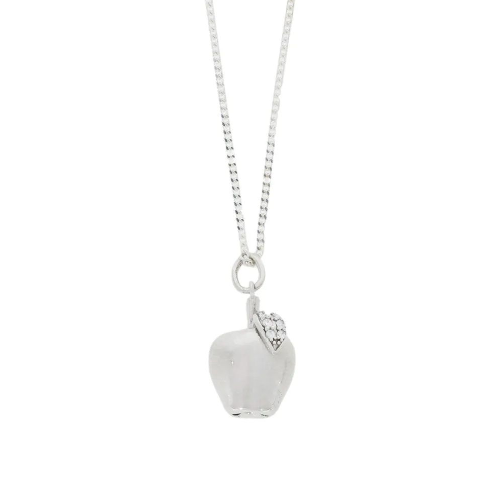 Sterling Silver Leaf on Apple Ladies Pendant and Chain